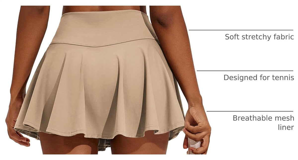 PINSPARK Womens Tennis Skirt 14" Pleated Athletic Golf Skorts with Pockets