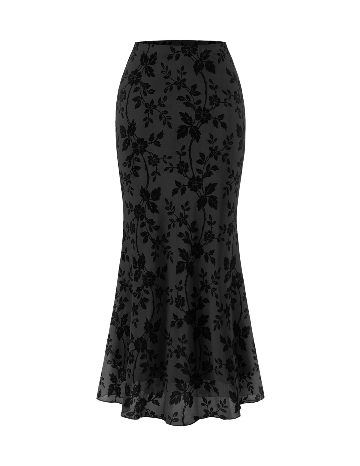 ZESICA Floral Mermaid High Waisted Mesh Maxi Skirts for Women
