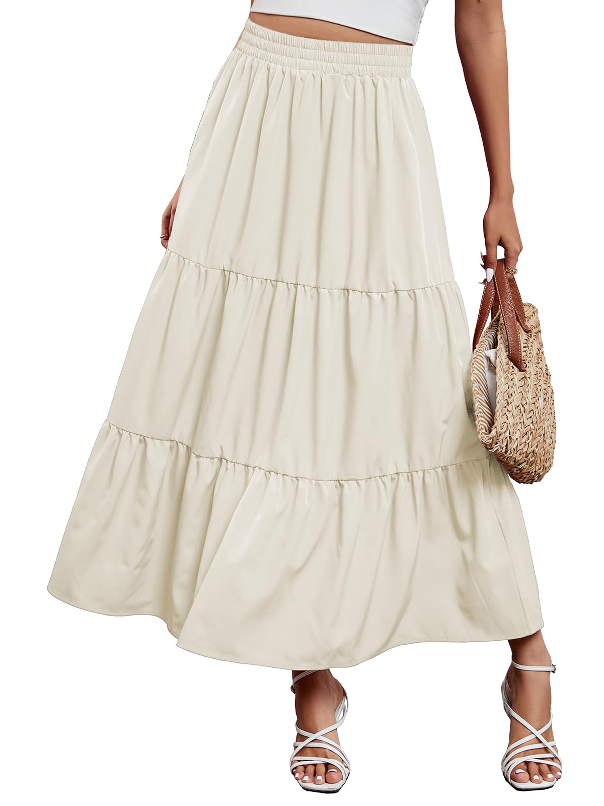 Arolina Maxi Skirts for Women Summer Boho Flowy Tiered Long Beach Skirt