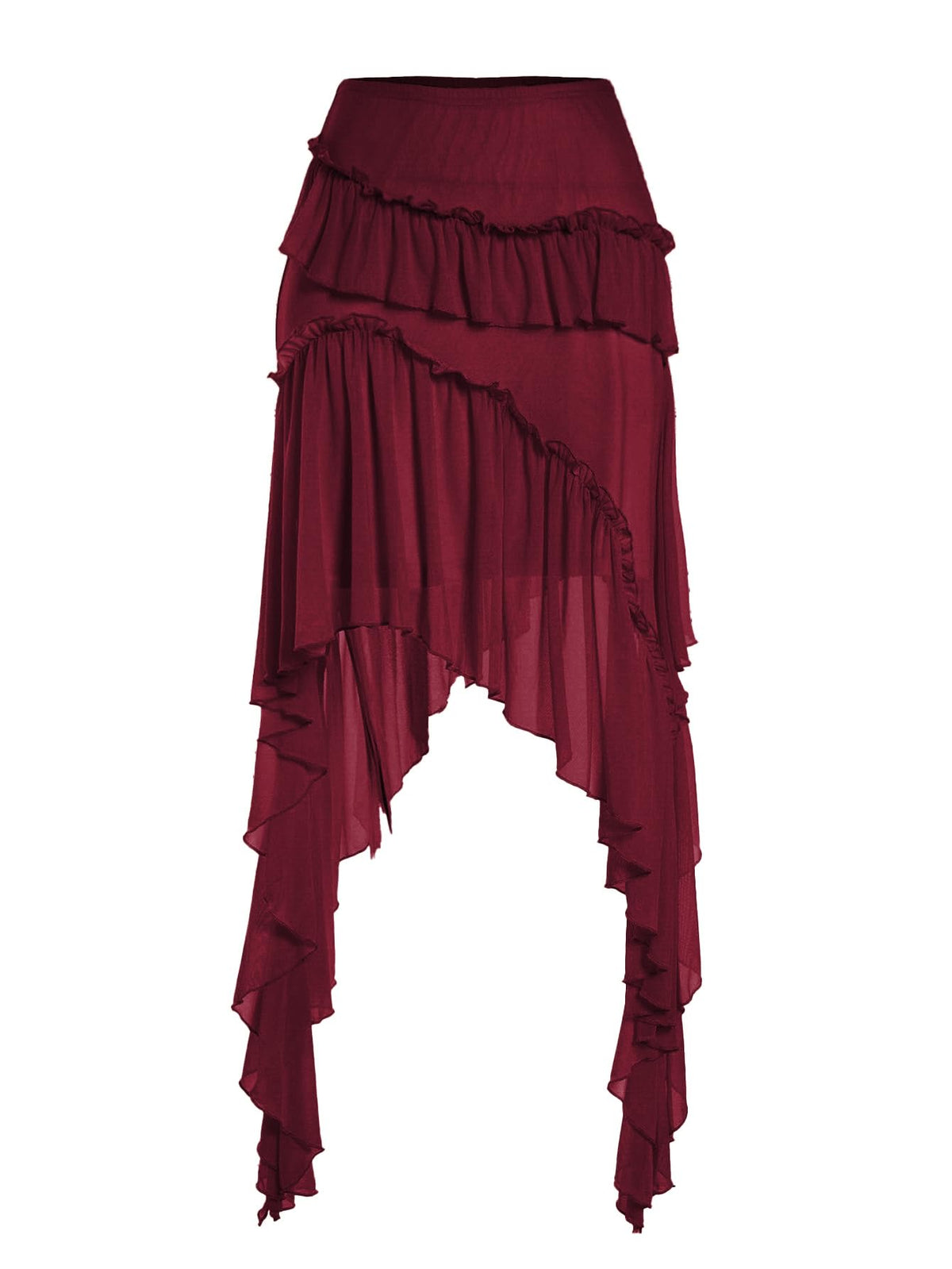 Verdusa Womens Boho Flowy Asymmetrical Skirt Ruffle Country Concert Outfits