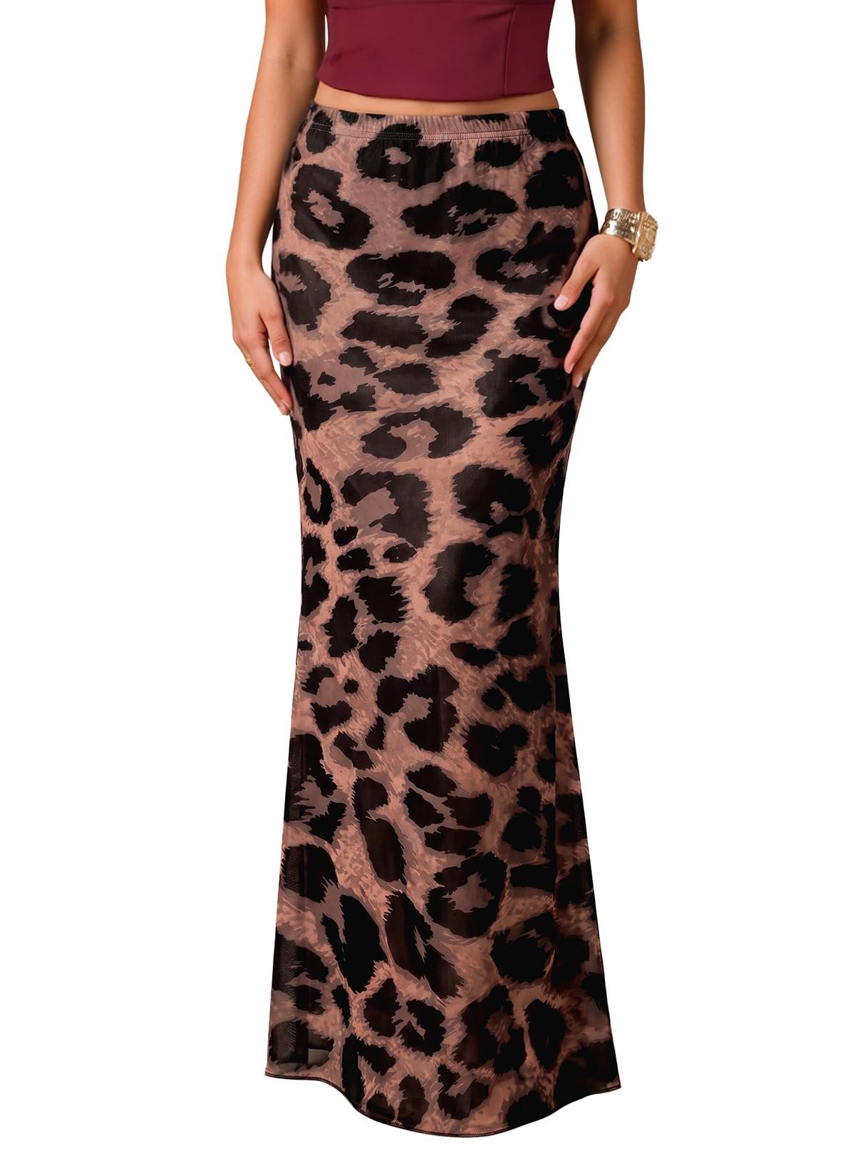 Dokotoo Womens Elastic High Waist Mesh Bodycon Mermaid Long Maxi Skirts