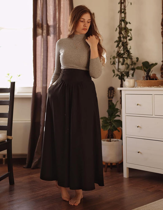 Scarlet Darkness Women Renaissance Maxi Skirt Victorian Flowy Long Skirts