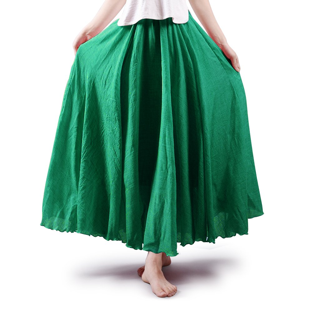 OCHENTA Boho Cotton Maxi Skirts Flowy Long A Line Skirt for Women S-L&Girls
