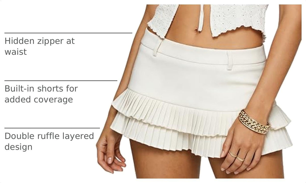 Mini Skirts for Women Ruffle Pleated Low Rise Going Out
