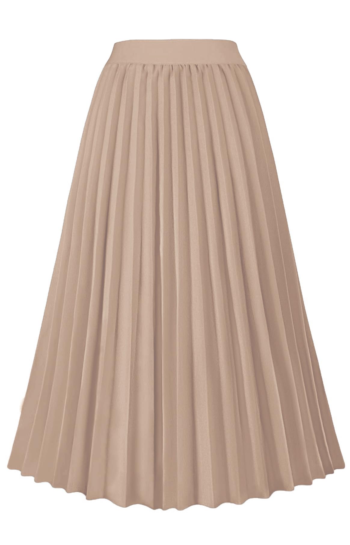 GOLDSTITCH Women's High Waist Pleated Skirt A line Swing Midi Skirt