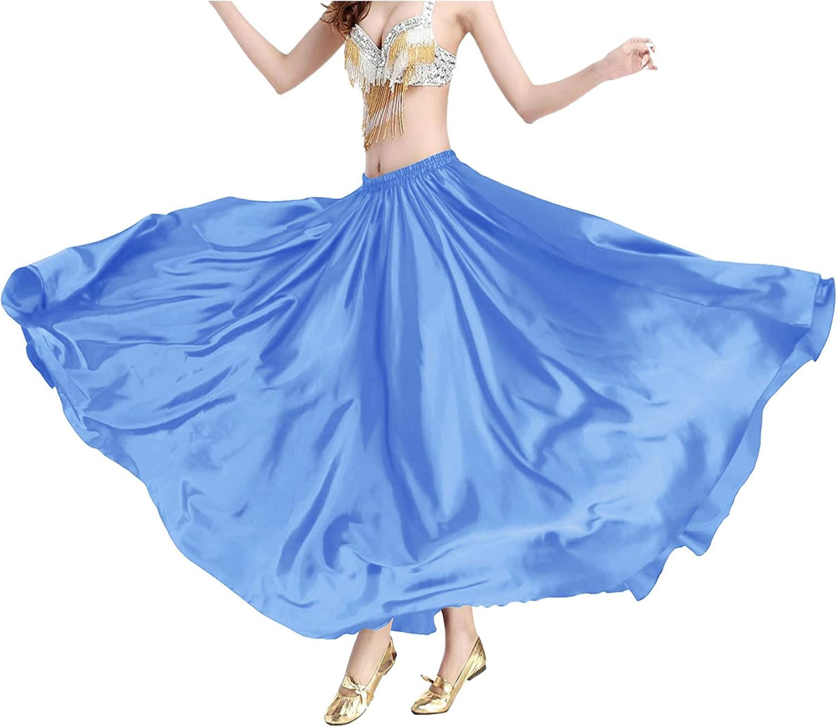 Indian Trendy Women's Satin Full Circle Swing Halloween Belly Dance Tribal Skirt