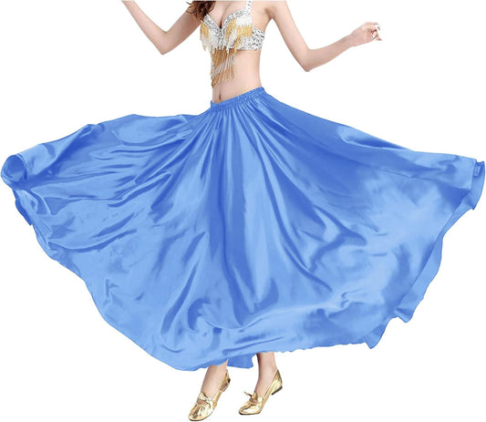 Indian Trendy Women's Satin Full Circle Swing Halloween Belly Dance Tribal Skirt