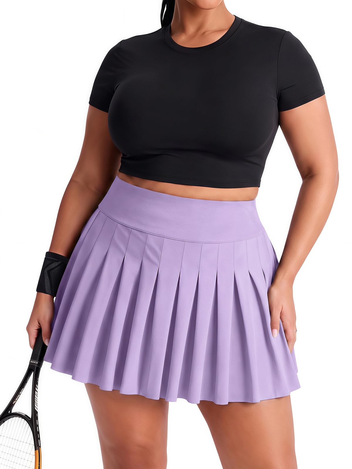 Moon Wood Women's Plus Size Pleated Tennis Skirt with Shorts High Waisted Lightweight Athletic Golf Skorts Workout Skirts