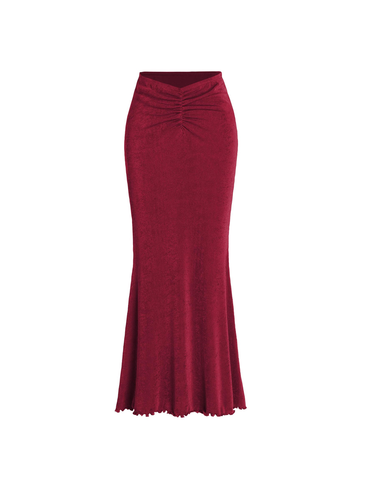 CIDER High Waist Skirts for Women Mermaid Skirt Fishtail Ruched Bodycon Long Maxi Skirt Lettuce Trim Stretchy