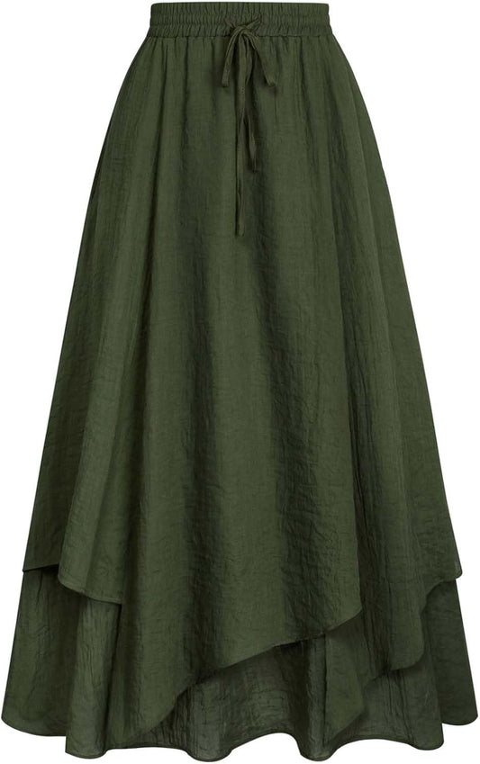 Scarlet Darkness Women Renaissance Long Skirt A Line Layered Maxi Skirts