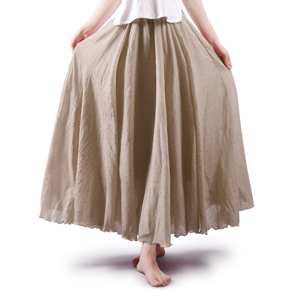 OCHENTA Boho Cotton Maxi Skirts Flowy Long A Line Skirt for Women S-L&Girls