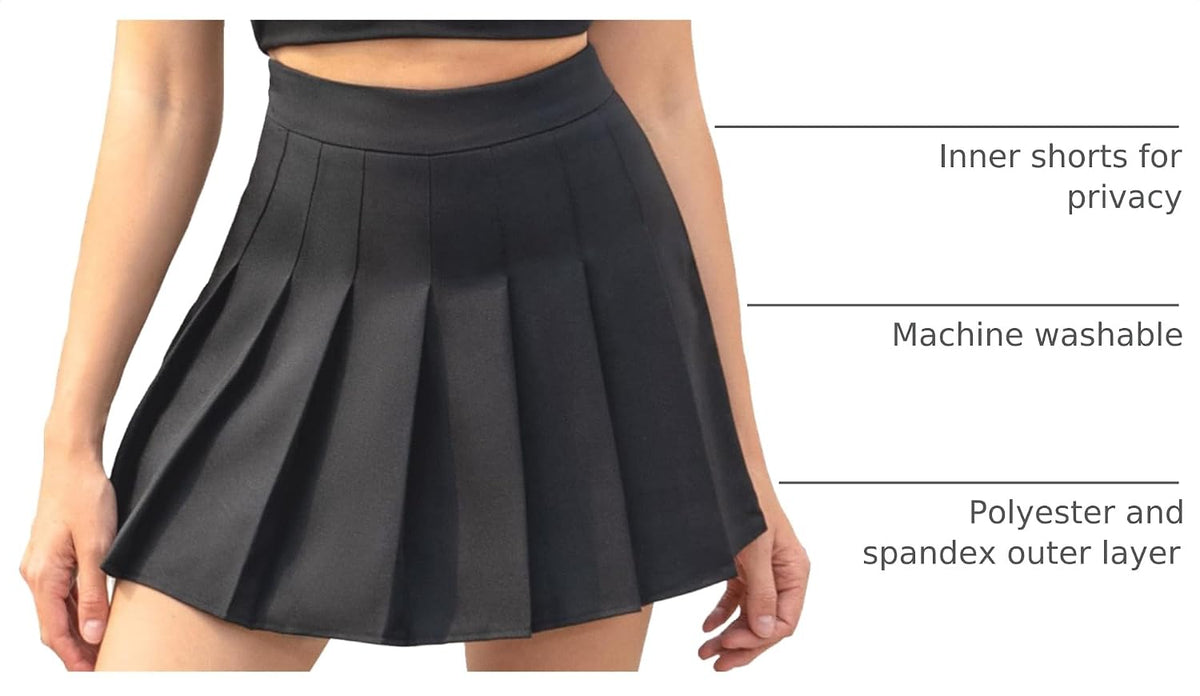 Hoerev Women Girls Short High Waist Pleated Skater Tennis Skirt