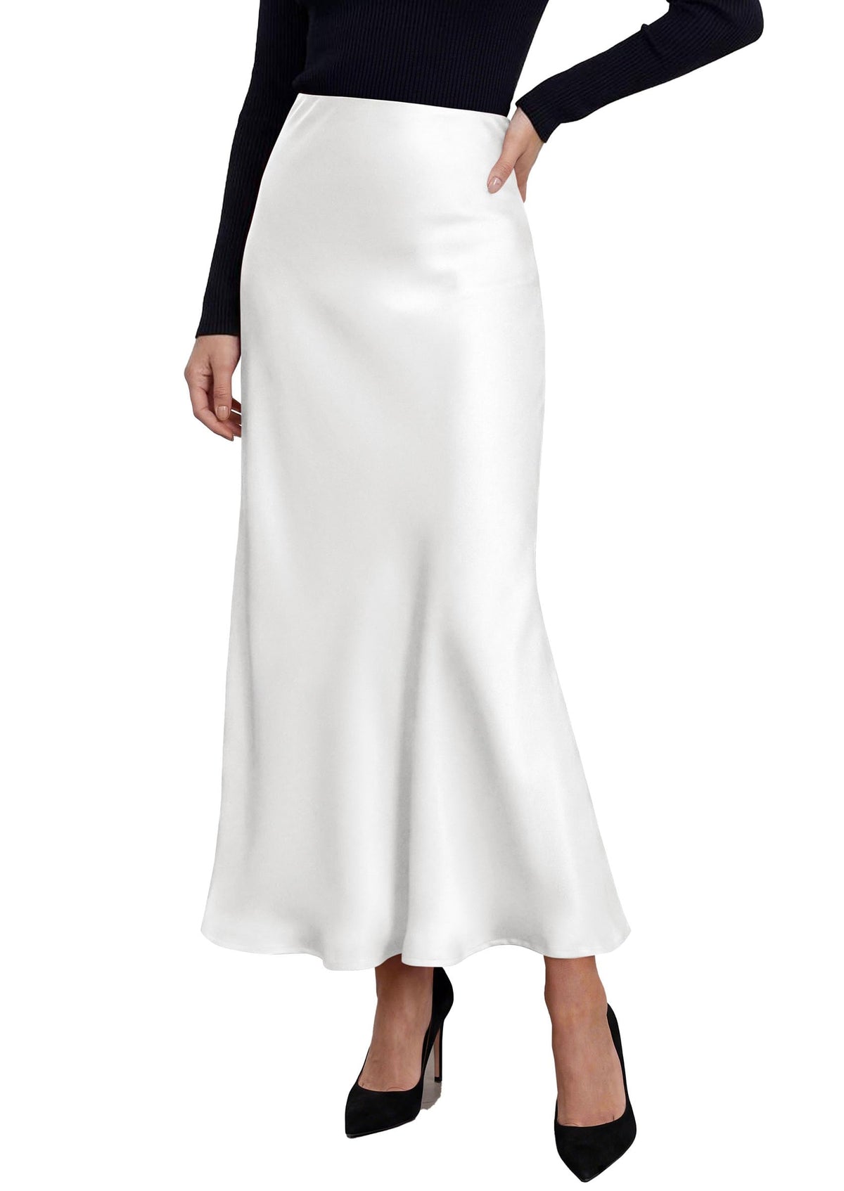 PRETTYGARDEN Women's Silk Satin Maxi Skirts Fall Clothes