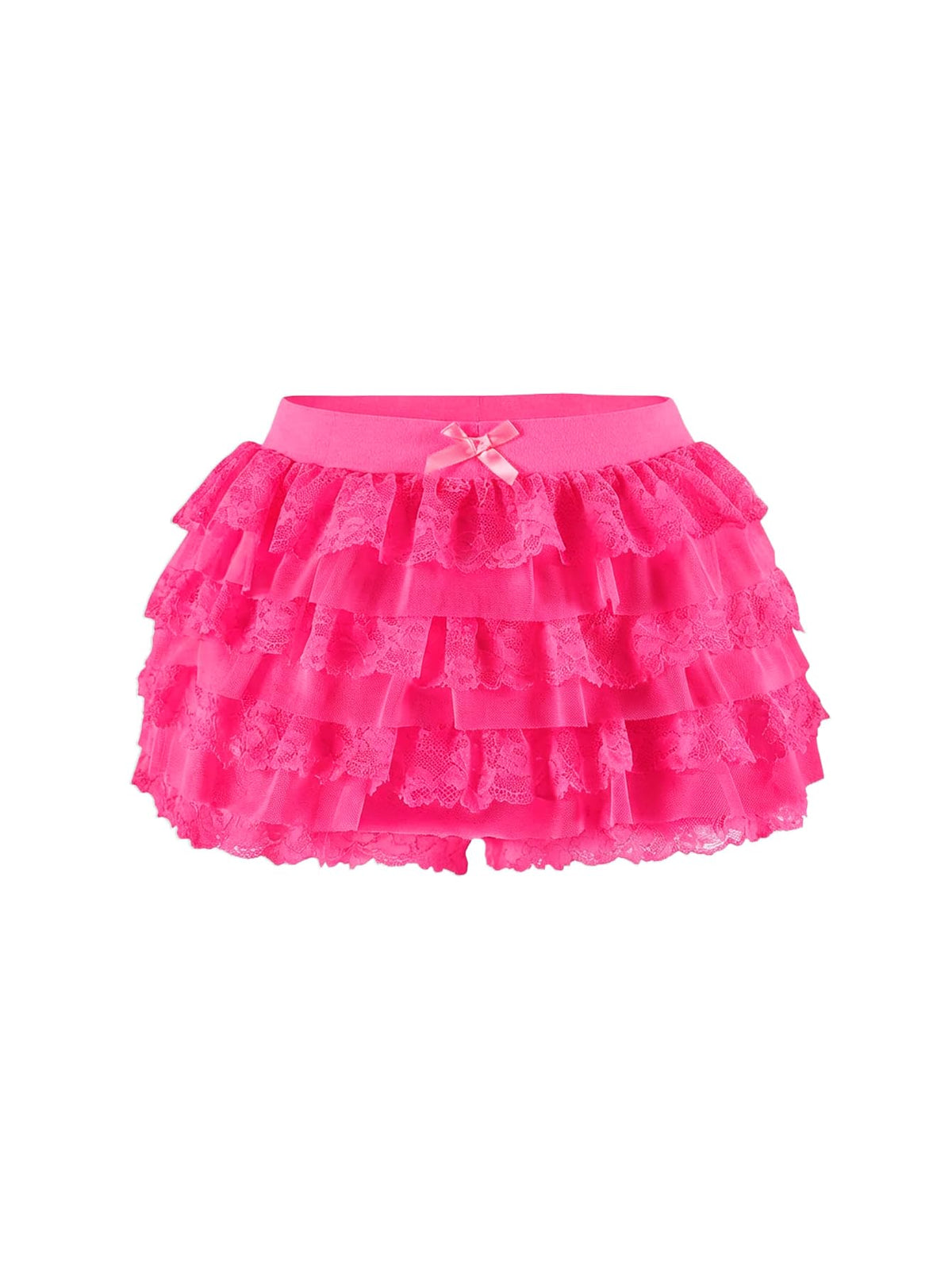 Women Y2K Lace Multi-Layered Bloomers Lolita Ruffle Shorts Cute Mini Skirt