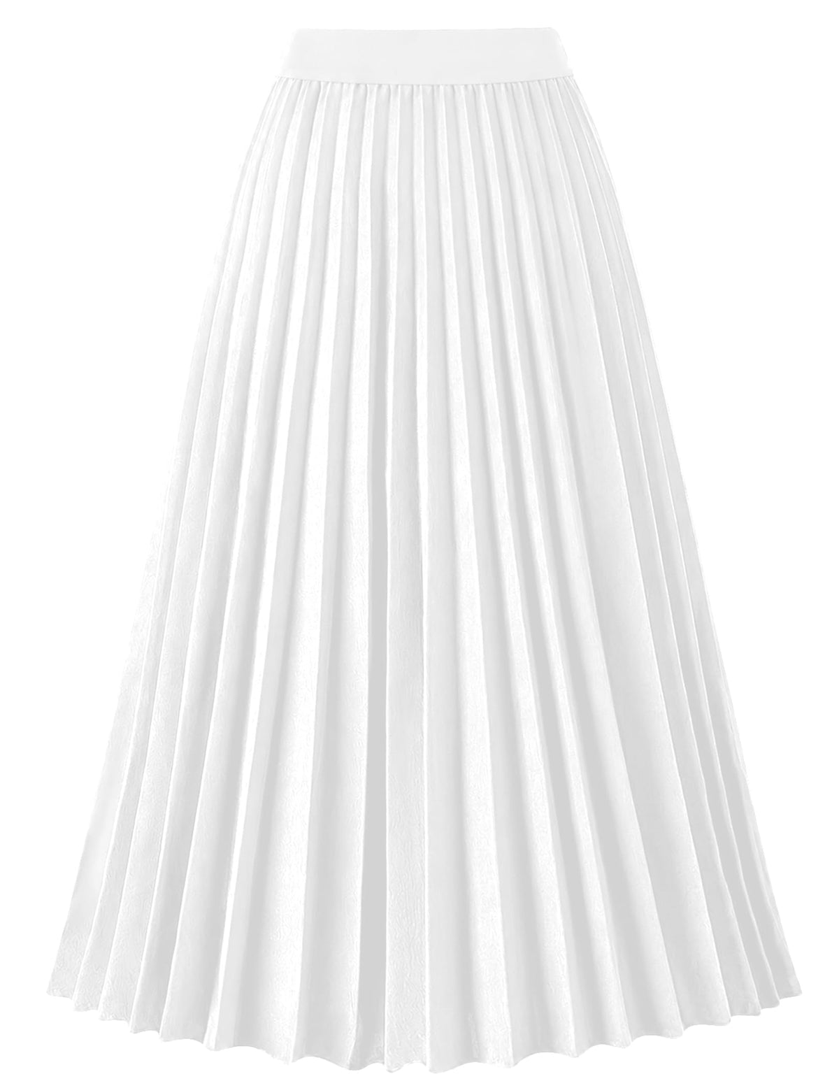 Pleated Midi Skirts for Women High Waist Knee Length Skirt