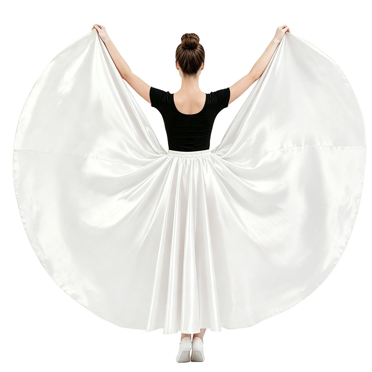 Womens Satin Long Maxi Dance Skirt with 360 & 540 Degrees for Performance Daily Wear