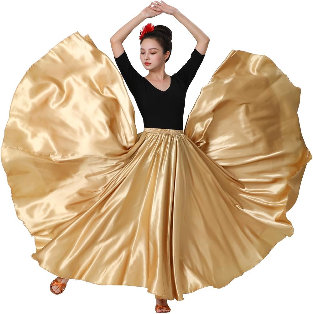 Womens Full Flowy Ankle Length Retro Long Maxi Tea Dance Skirt