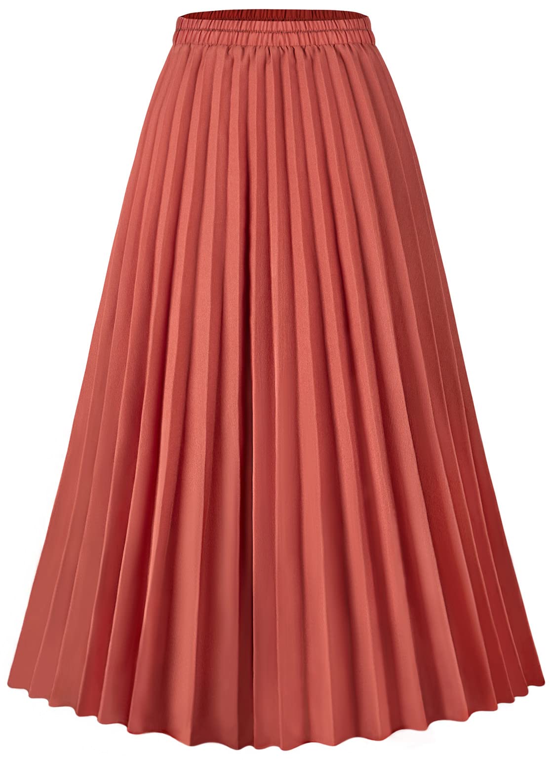 Basoteeuo Womens Skirt Leopard Print Midi Long Shirring Pleated Skirts High Waisted A Line Skirts