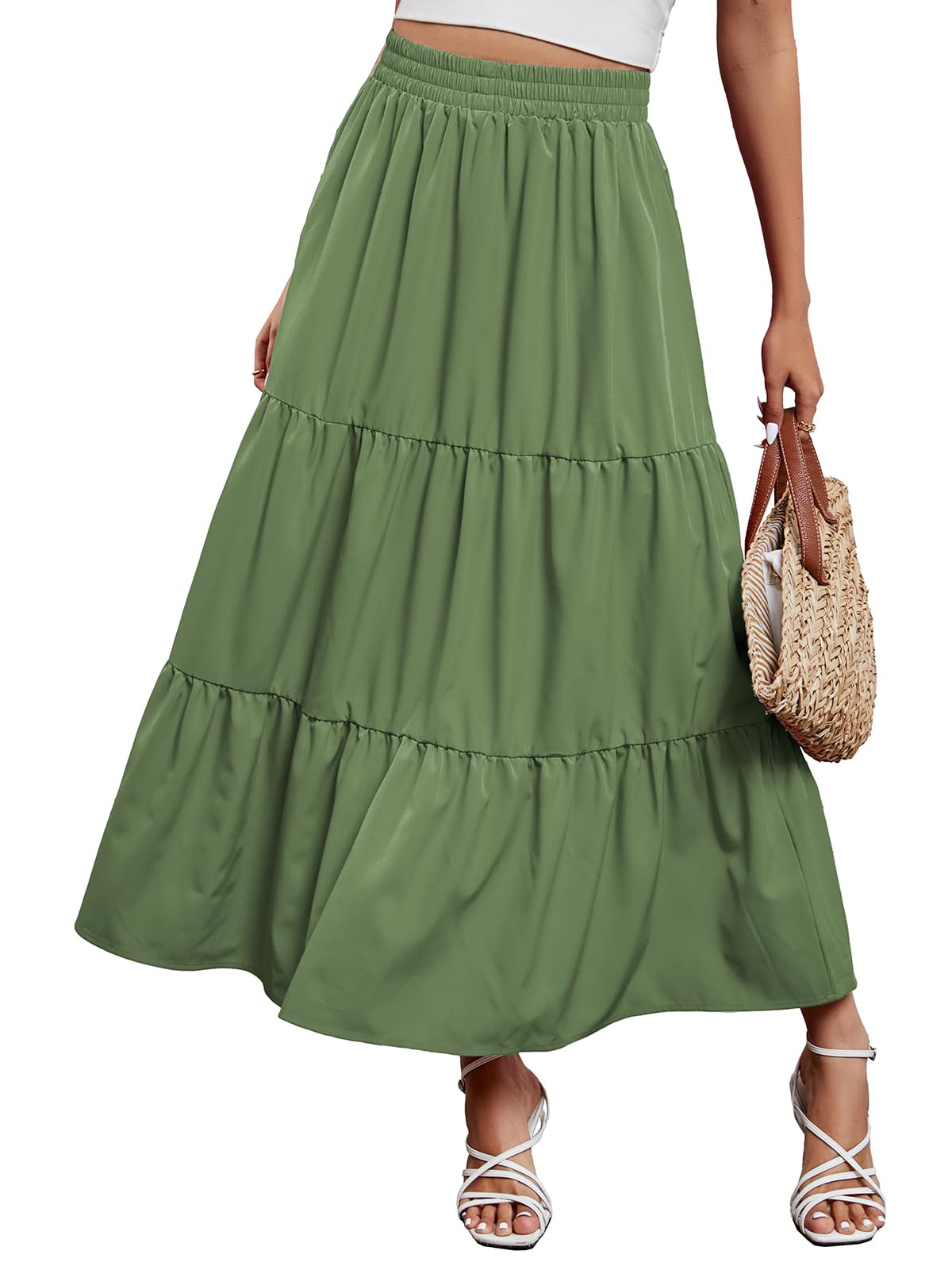 Arolina Maxi Skirts for Women Summer Boho Flowy Tiered Long Beach Skirt