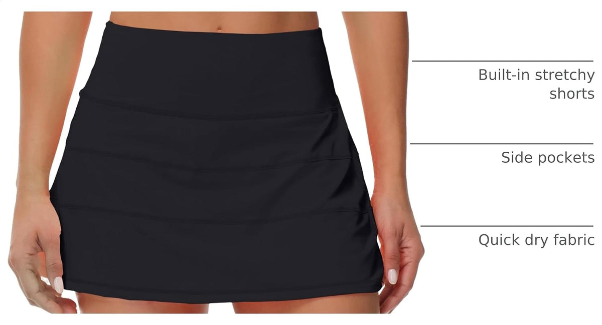 MCEDAR Pleated Tennis Skirt for Women with Pockets Women's High Waisted Athletic Golf Skorts Skirts Running Workout Shorts