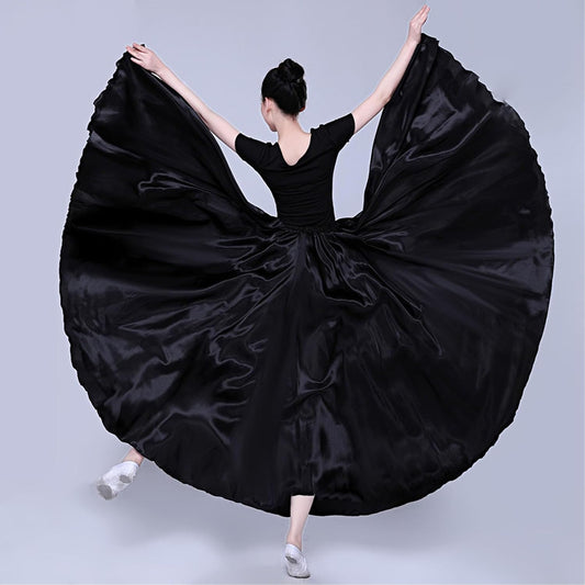 Women Satin Full Circle Ankle Length Swing Long Skirt Belly Dance Costume for Stage Performance