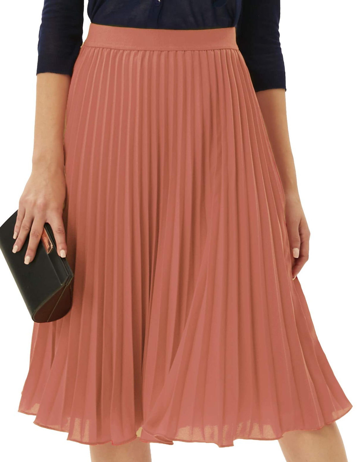 GRACE KARIN Pleated Midi Skirt for Women Chiffon A-Line Outfits
