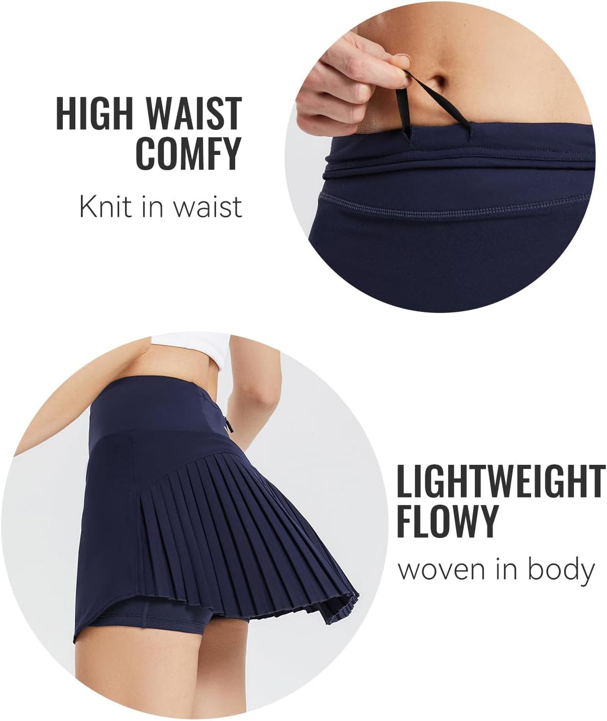 baleaf Tennis Skirt Pleated Golf Skorts with 3 Pockets