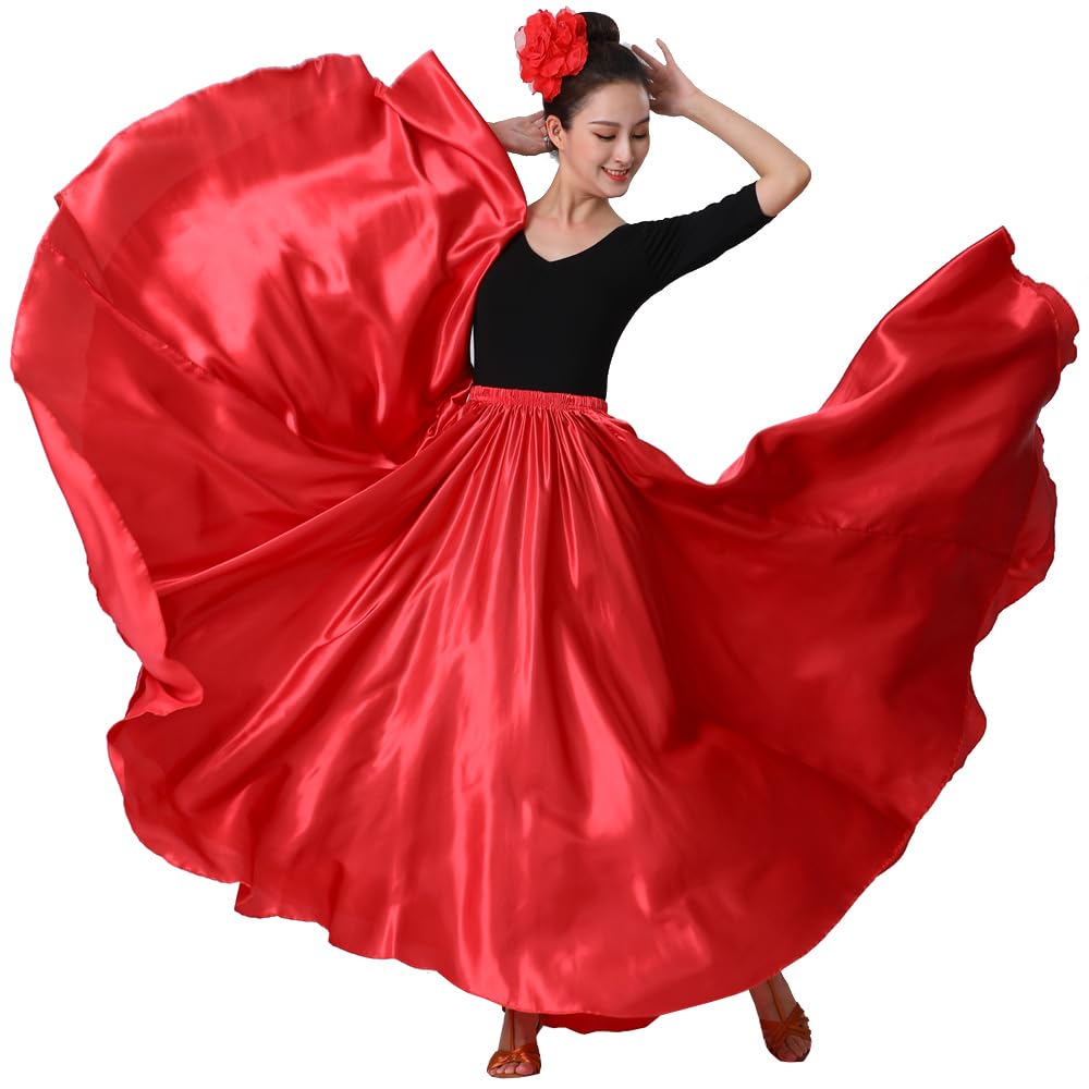 Womens Full Flowy Ankle Length Retro Long Maxi Tea Dance Skirt