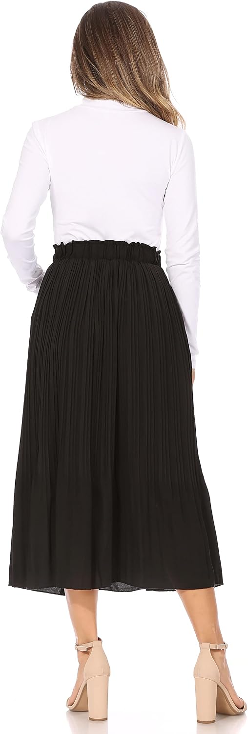 Simlu Pleated Midi Skirts for Women with Pockets, Elastic High Waisted Skirt Reg & Plus Size Womens Summer Skirts Trendy 2023