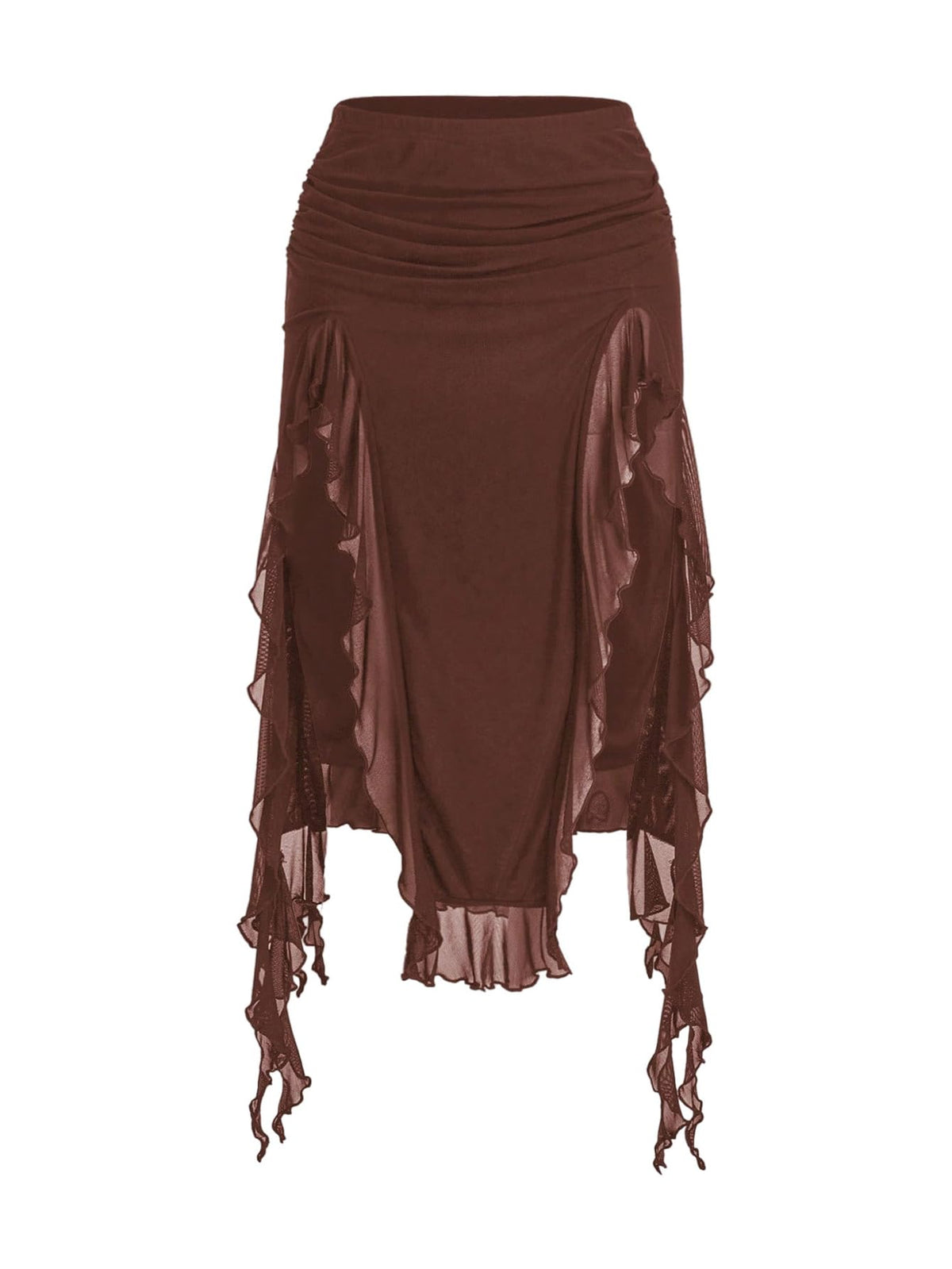 WDIRARA Women's Ruched Mesh Trim Skirts