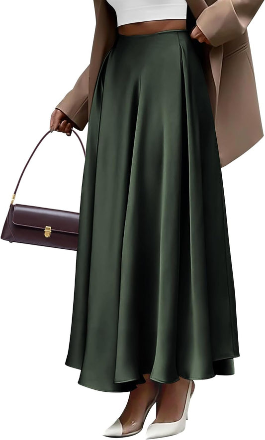 BTFBM Satin Maxi Skirts for Women Fall 2026