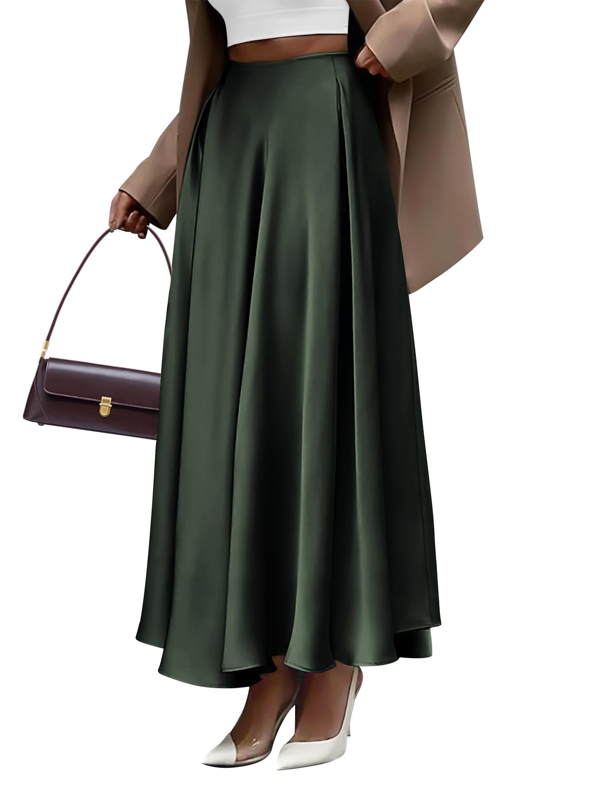 BTFBM Satin Maxi Skirts for Women Fall 2026
