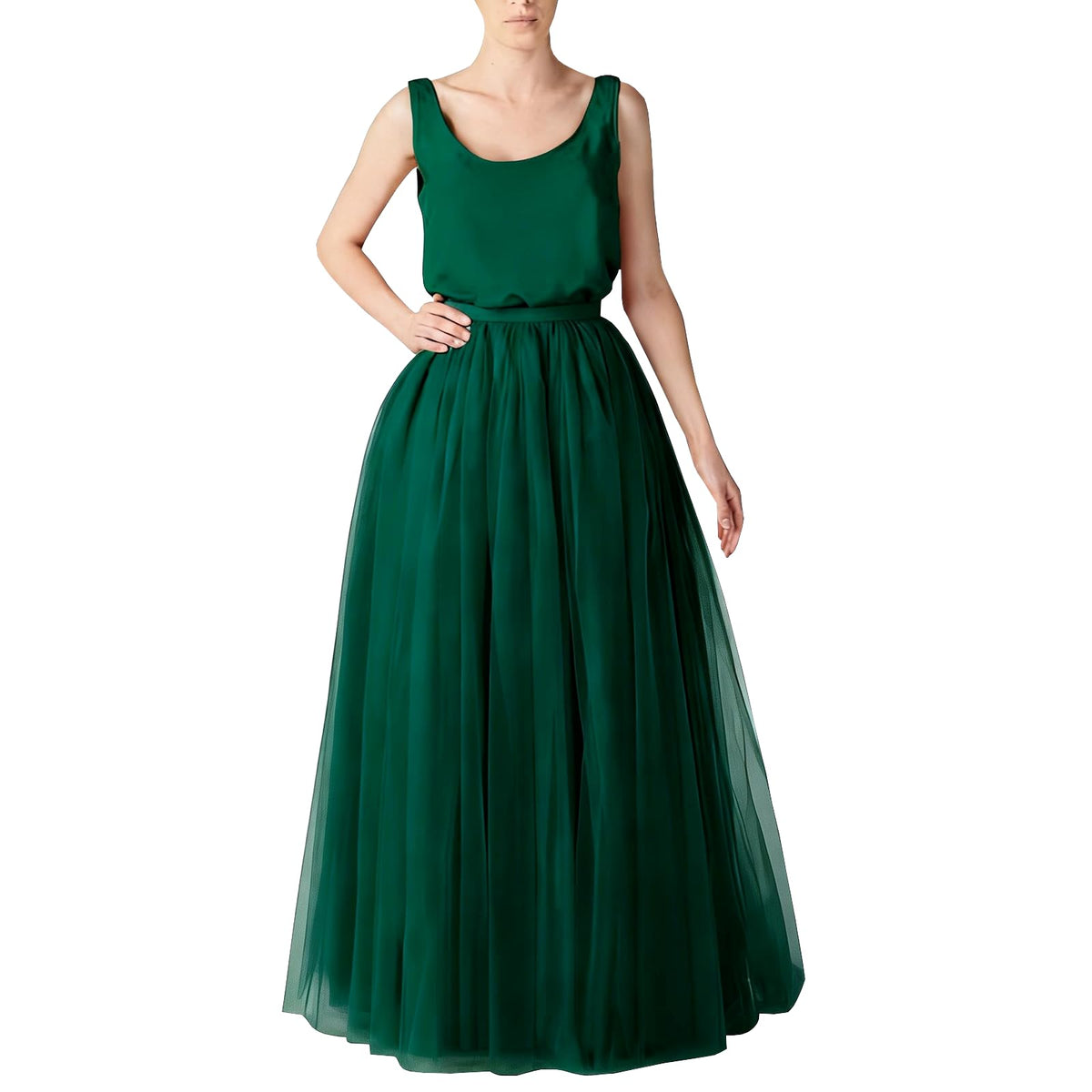 WDPL Wedding Planning A-line Maxi Long Tulle Skirt for Women Foor Length Evening Party Skirts