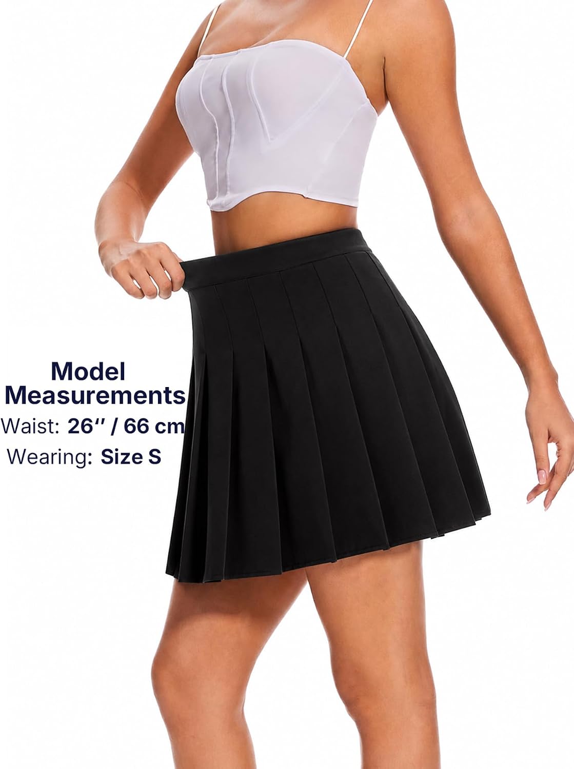 Shestellar Women's High-Waisted Pleated A-Line Mini Tennis Skater Skirt