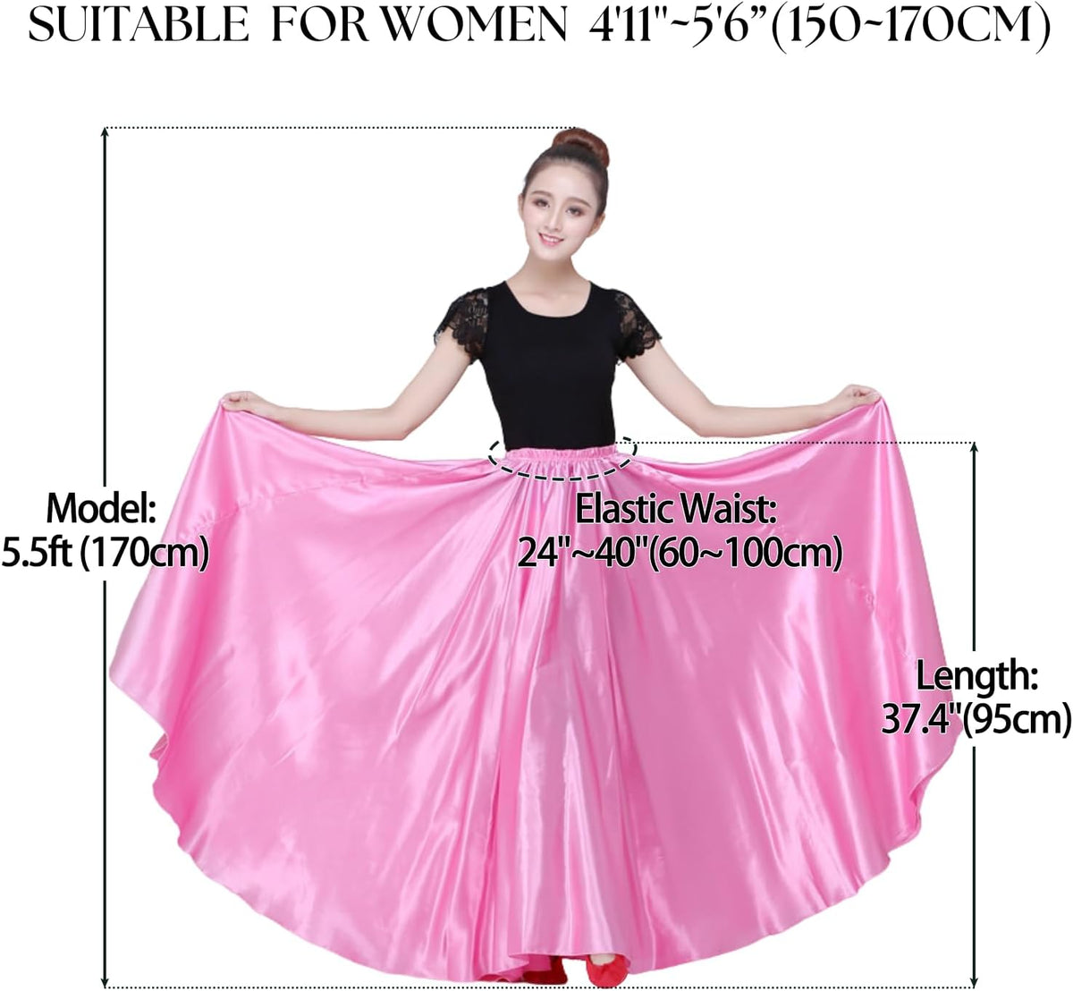 Dance Skirts for Women Satin Full Circle Ankle Length Swing Long Skirt Women Maxi Shiny Skirt for Party Costume Belly Dance