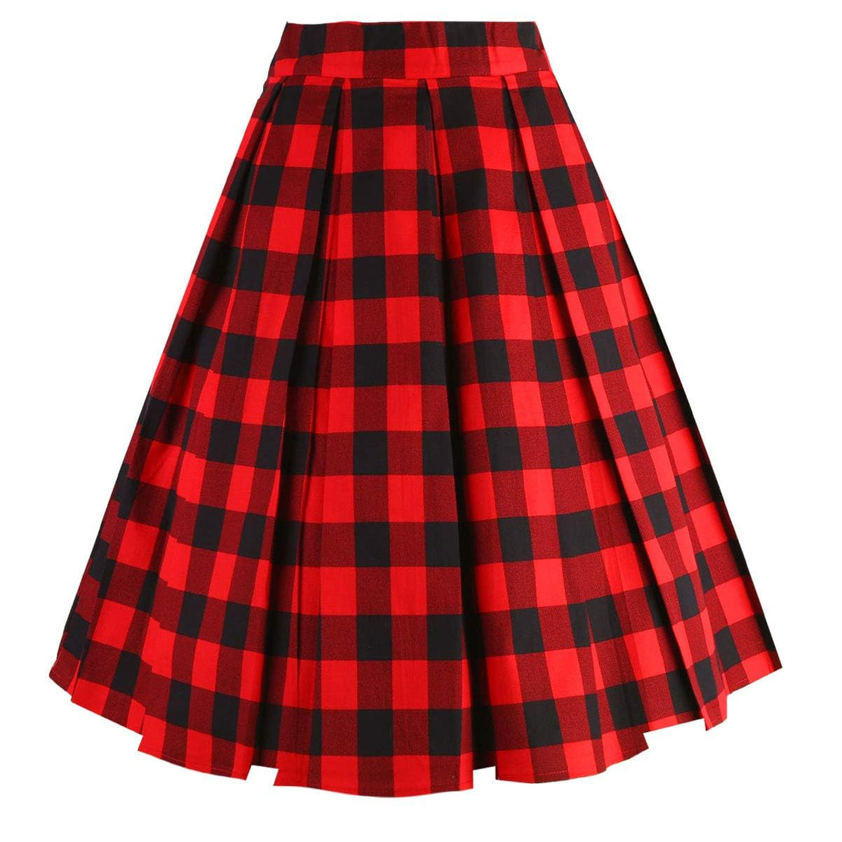 OBBUE Vintage Pleated Skirt A-line Midi Skirts