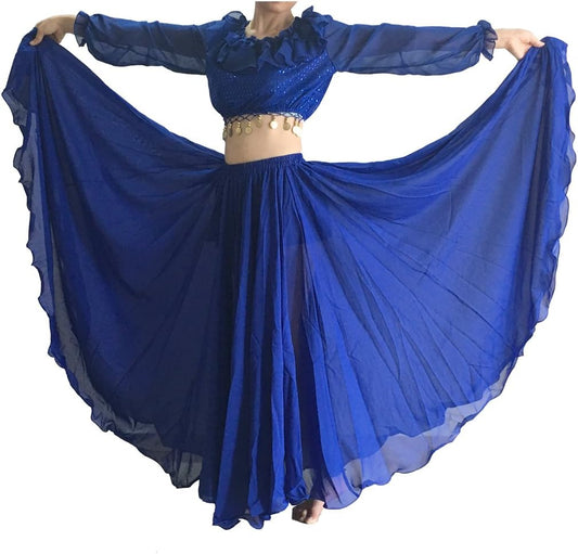 Wuchieal Women's Belly Dance Skirts Tribal Chiffon Full Skirts,Praise Dance Skirt,Mexican Skirt
