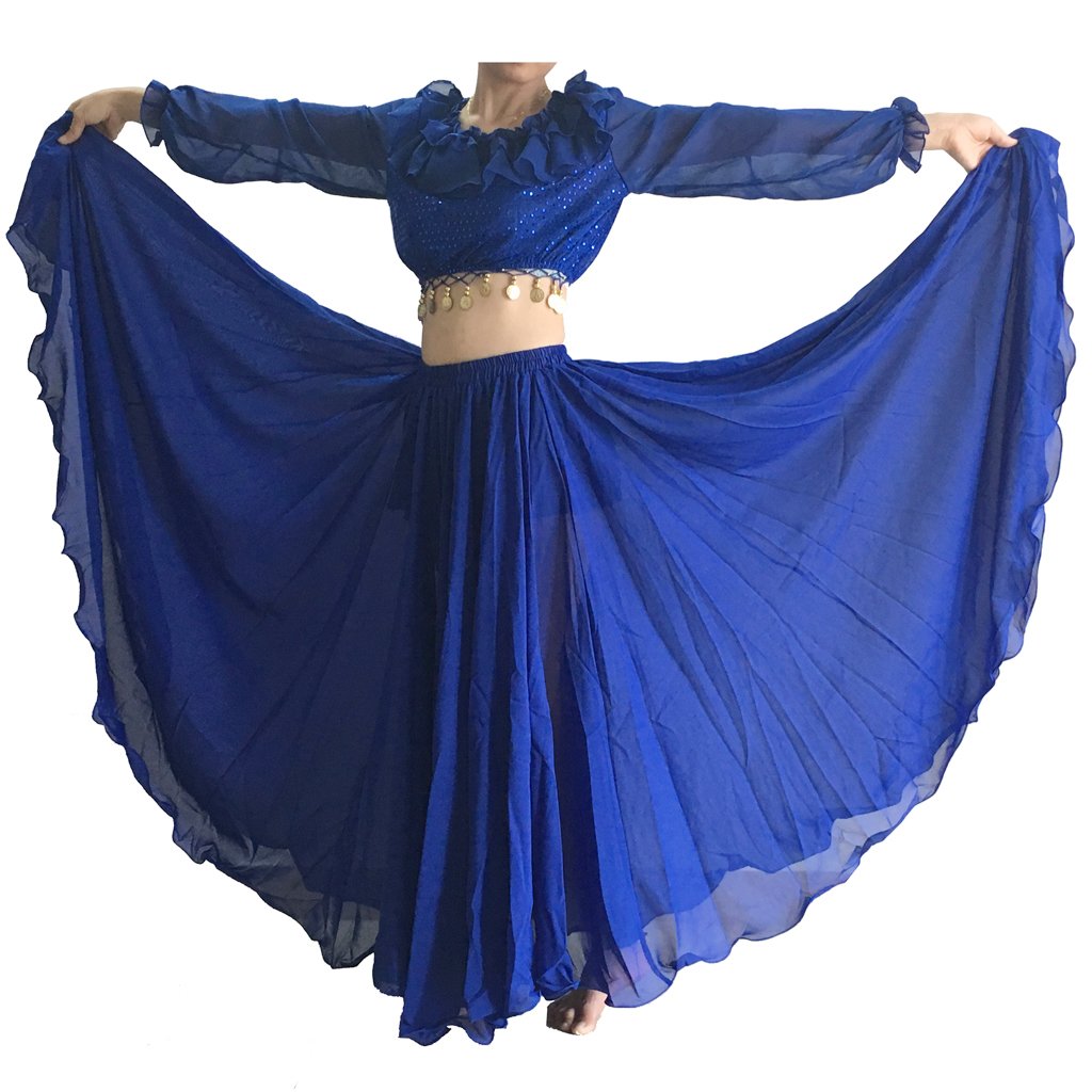 Wuchieal Women's Belly Dance Skirts Tribal Chiffon Full Skirts,Praise Dance Skirt,Mexican Skirt