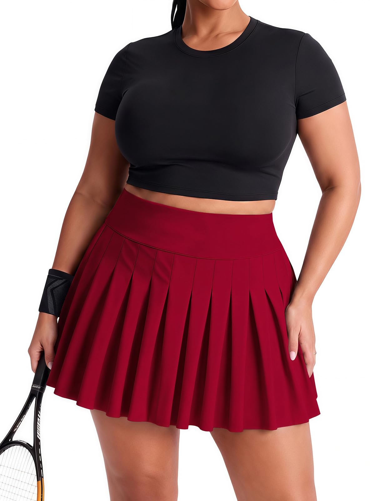 Moon Wood Women's Plus Size Pleated Tennis Skirt with Shorts High Waisted Lightweight Athletic Golf Skorts Workout Skirts
