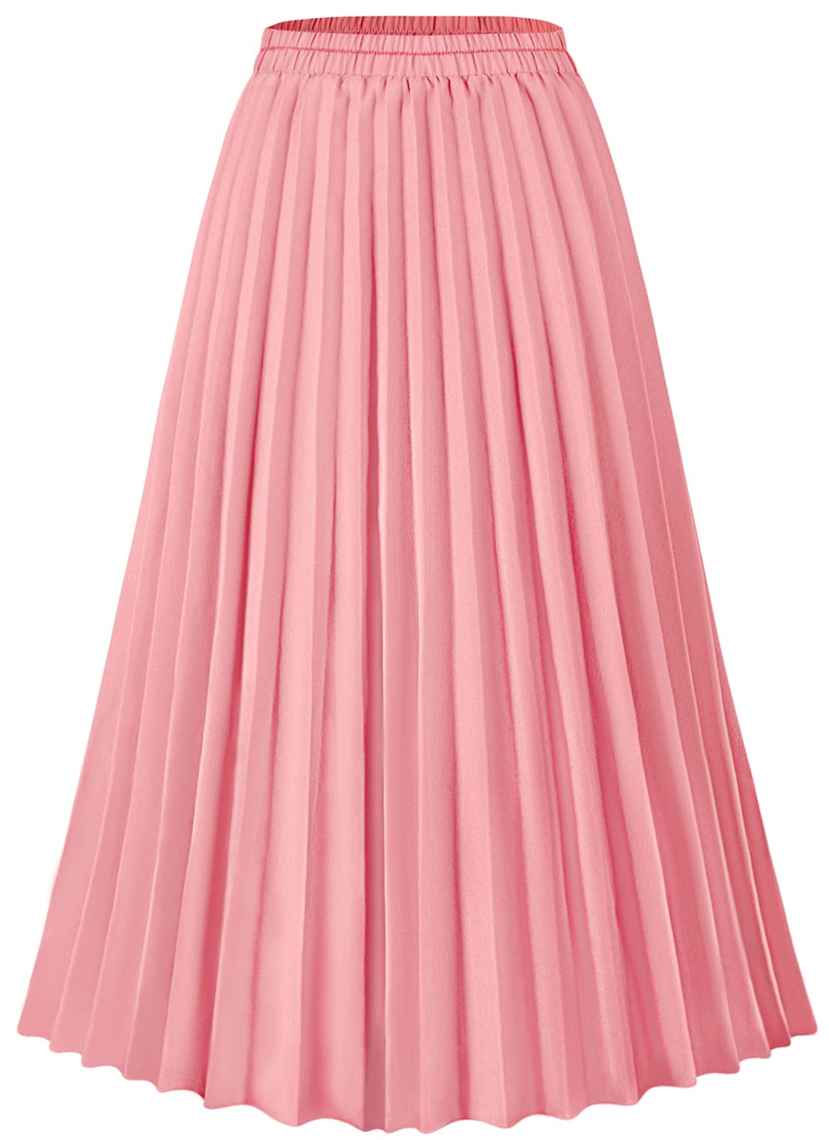Basoteeuo Womens Skirt Leopard Print Midi Long Shirring Pleated Skirts High Waisted A Line Skirts