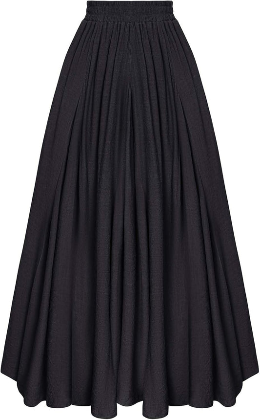Scarlet Darkness Maxi Skirts for Women Long Flowy Boho Renaissance Skirt