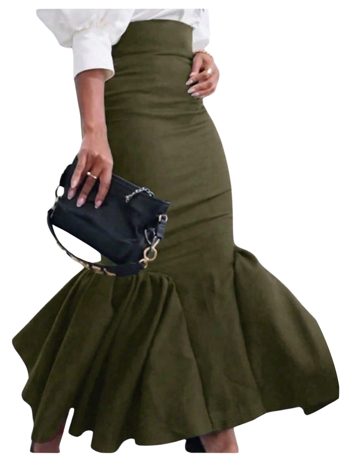 GORGLITTER Women's Ruffle Maxi Pencil Skirts High Waisted Long Skirt