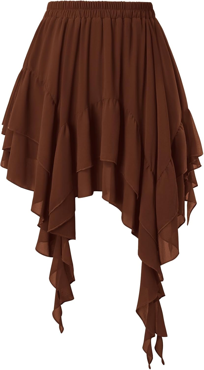 Scarlet Darkness Women's Mini Skirts Renaissance Boho Tiered Layers Skort