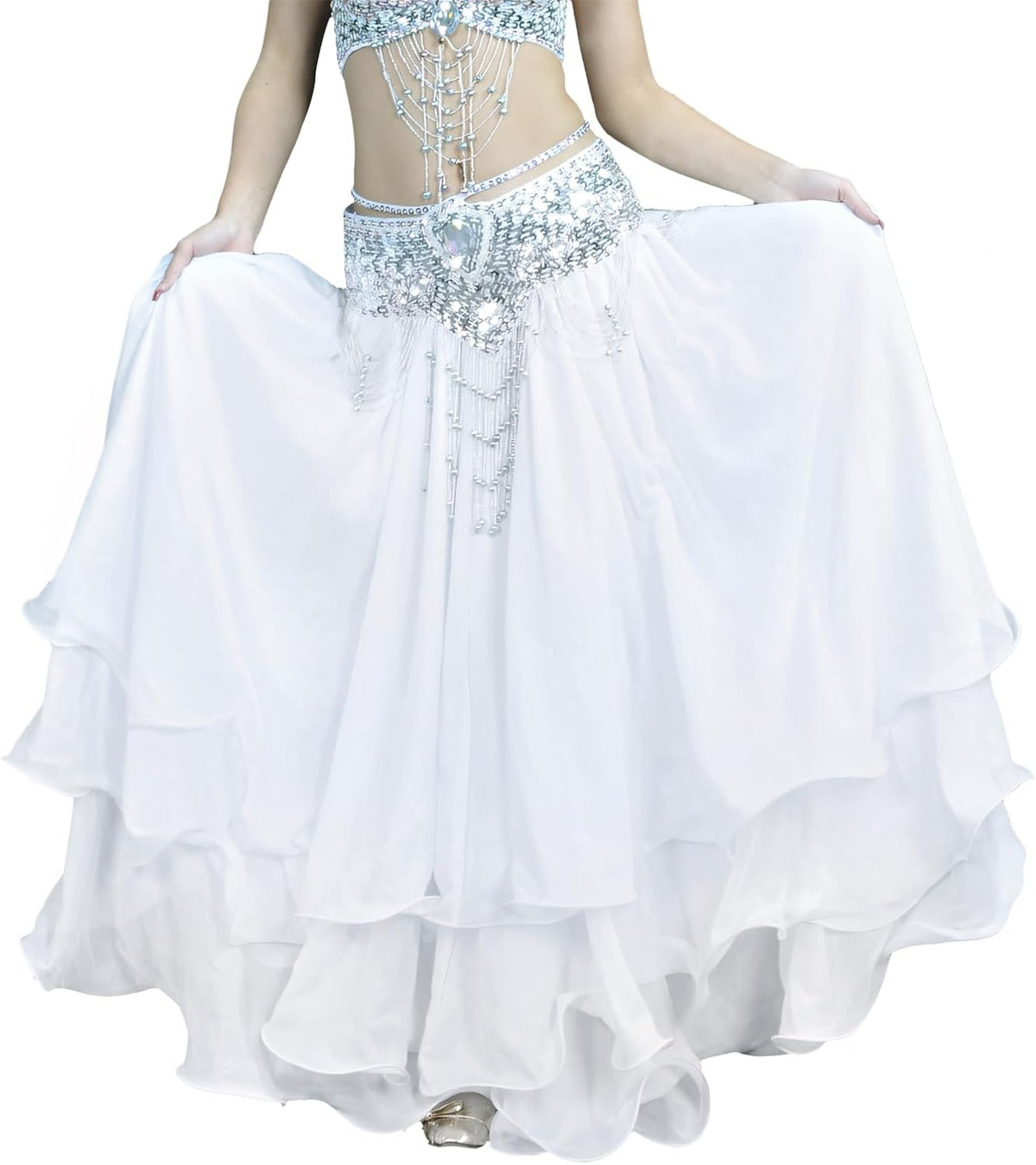 Belly Dance Skirt Halloween Tribal Chiffon Tiered Maxi Full