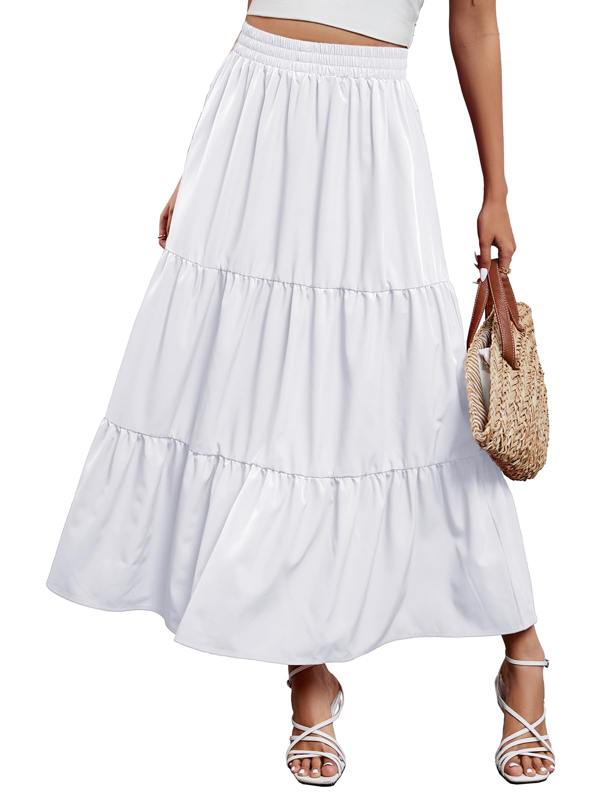 Arolina Maxi Skirts for Women Summer Boho Flowy Tiered Long Beach Skirt