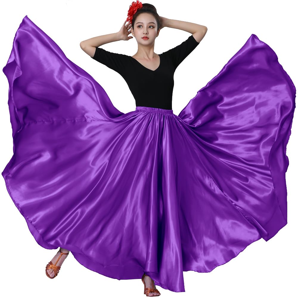 Womens Full Flowy Ankle Length Retro Long Maxi Tea Dance Skirt