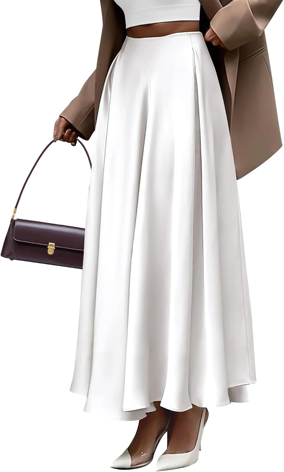 BTFBM Satin Maxi Skirts for Women Fall 2026