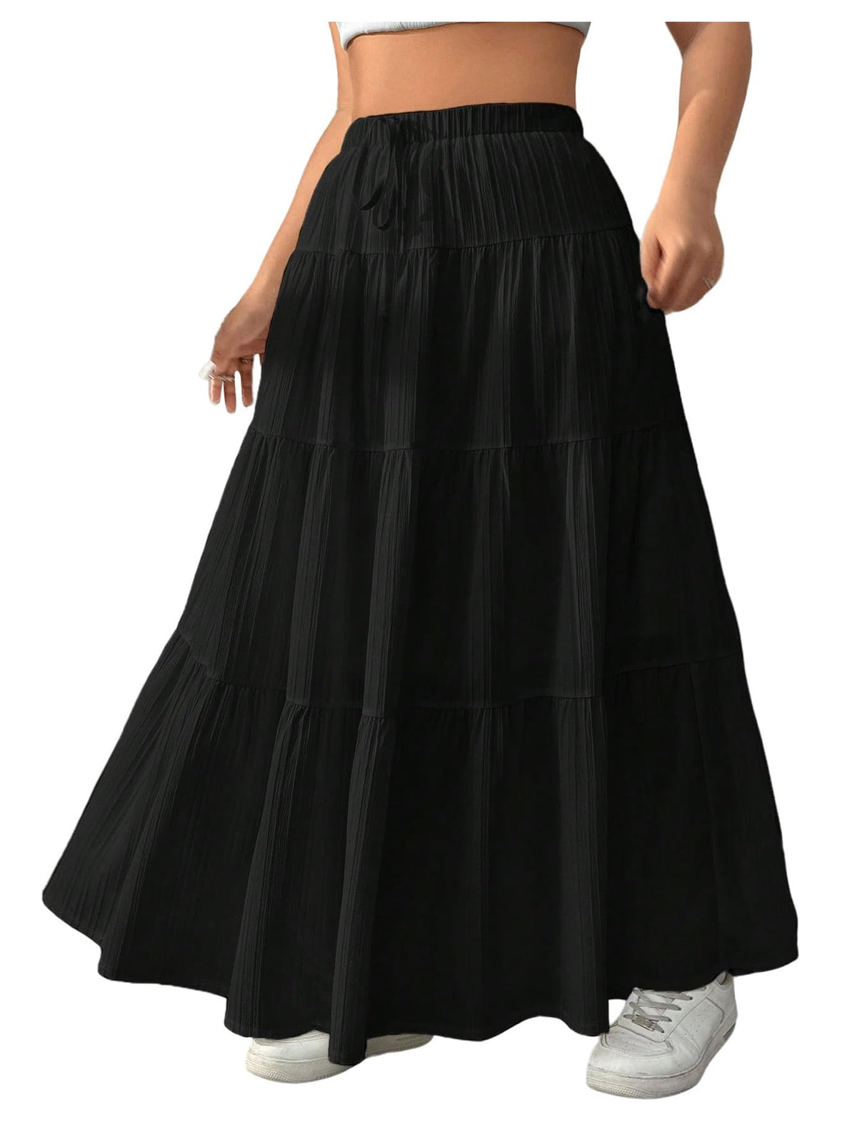 Verdusa Women's Boho Flowy Ruffle Long Maxi Skirt Summer Beach Outfits