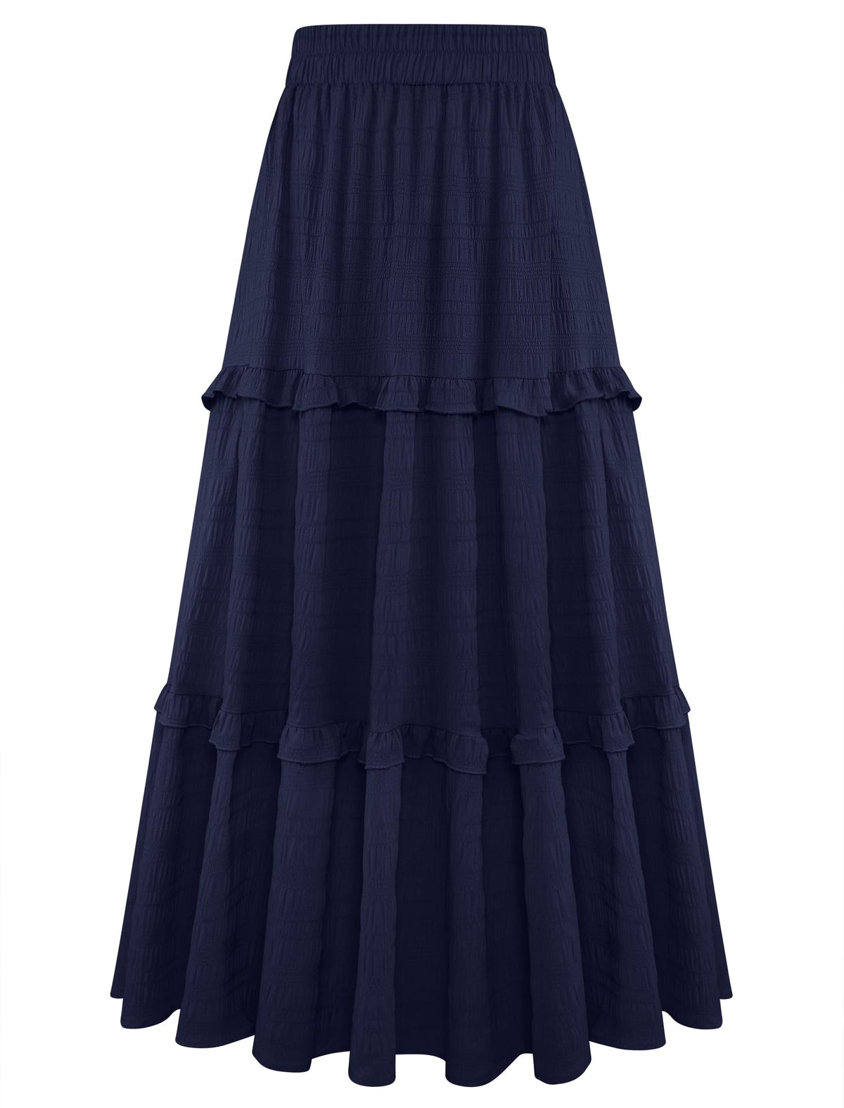 Gracyoga Maxi Skirts for Women Casual Elegant High Waisted A Line Flowy Ruffle Tiered Long Skirt with Pockets