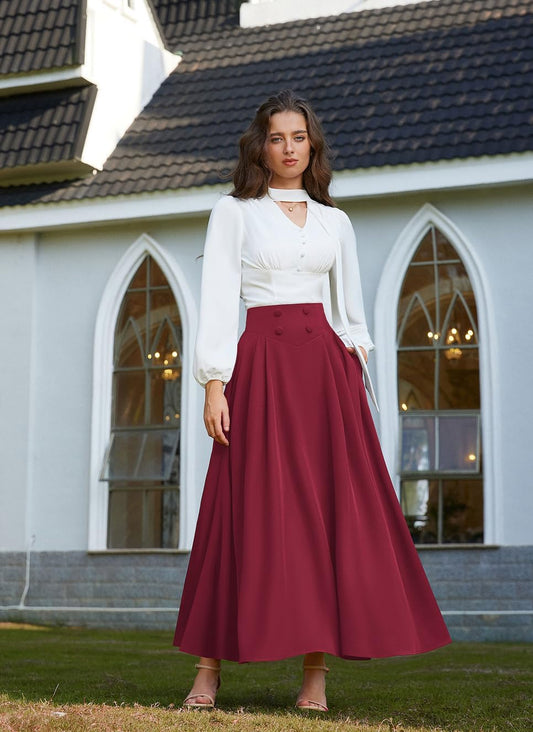 Scarlet Darkness Long Skirts for Women Maxi High Waisted A Line Skirt